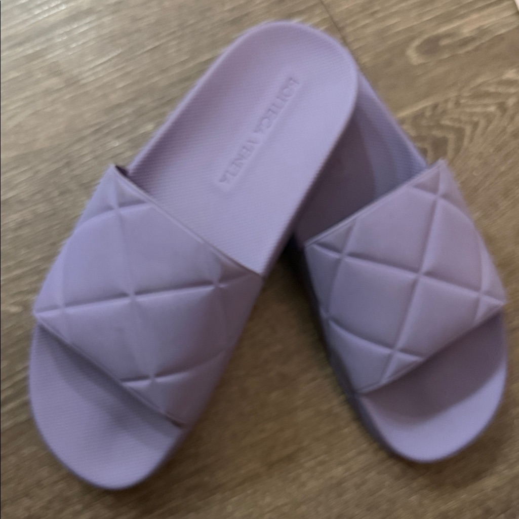Bottega Veneta Lavender Quilted Slide Sandals